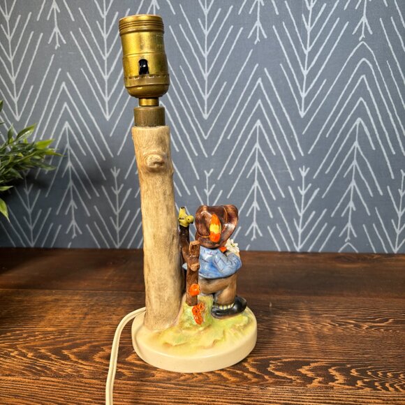 Vintage Hummel Lamp TMK-2 She Loves Me She Loves Me Not #227 Tree Trunk Lamp - Picture 8 of 14